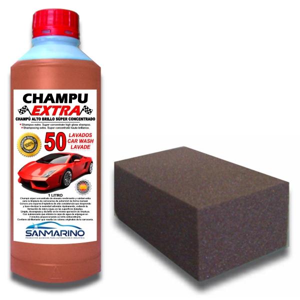 Frasco de 1 litro de shampoo superconcentrado de alto brilho para carroçaria com esponja profissional